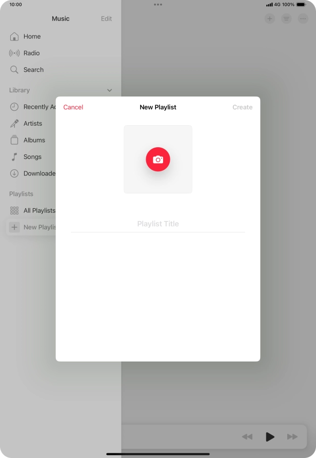 Press the text input field and key in a name for the playlist. Press the text input field and key in a name for the playlist.