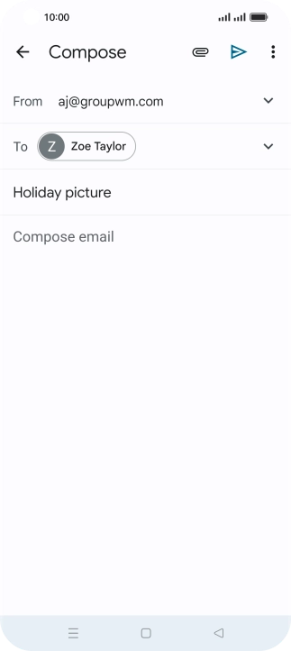 Press the text input field and write the text for your email message.