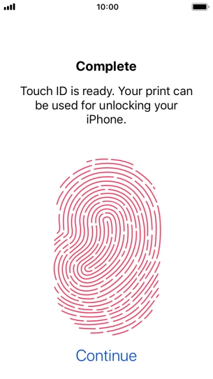 Press Continue. If you haven't previously selected a phone lock code, key in a code of your own choice twice.