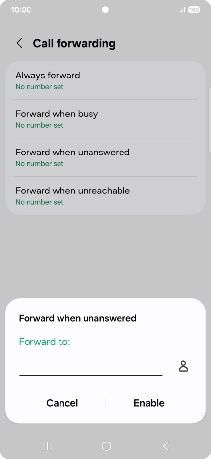 Key in (prefix) 5 (your phone number) and press Enable.