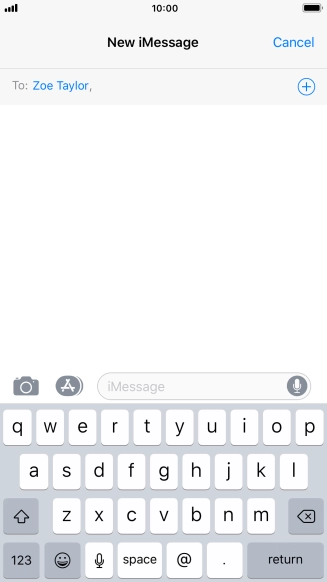 If the recipient can receive iMessages, iMessage is displayed in the text input field.