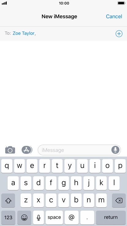 If the recipient can receive iMessages, iMessage is displayed in the text input field.