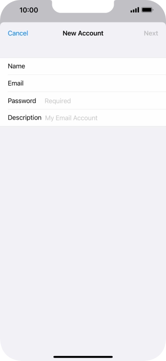 Press Password and key in the password for your email account. Press Password and key in the password for your email account.