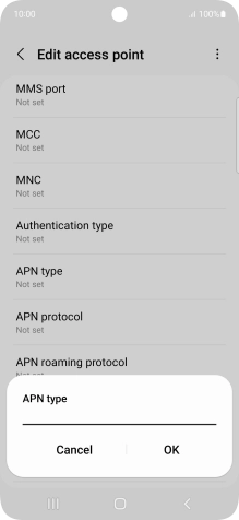 Key in default and press OK.