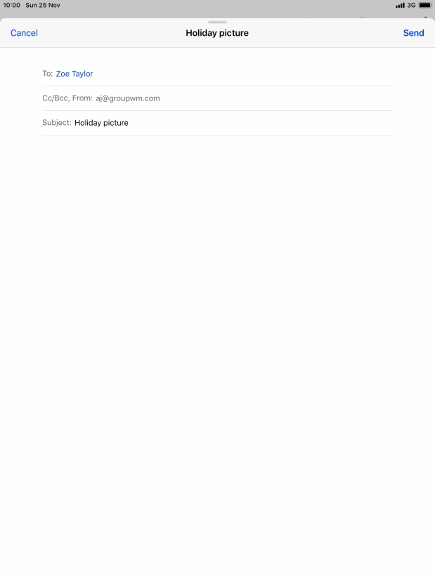 Press the text input field and write the text for your email message. Press the text input field and write the text for your email message.