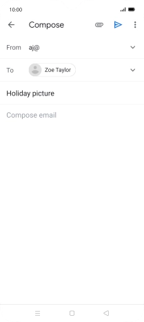 Press the text input field and write the text for your email message. Press the text input field and write the text for your email message.