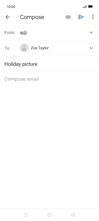 Press the text input field and write the text for your email message. Press the text input field and write the text for your email message.