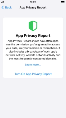 Press Turn On App Privacy Report to turn on the function.