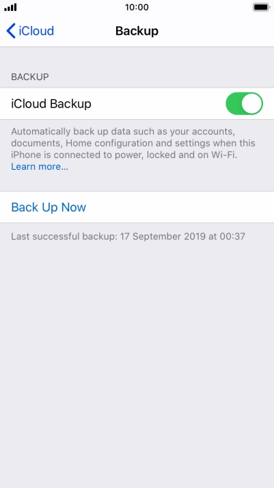 Press Back Up Now and wait while the phone memory is backed up.