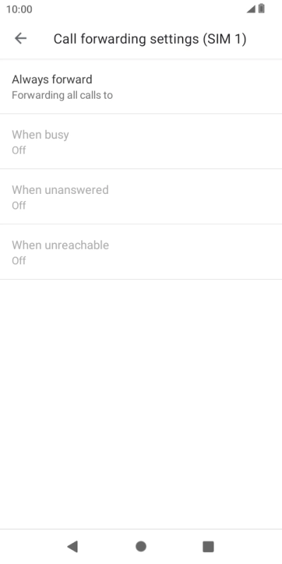 Press the required divert type. Press the required divert type.