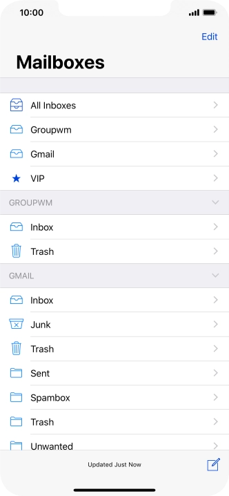 Press the required email account. Press the required email account.