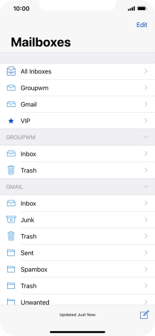Press the required email account. Press the required email account.