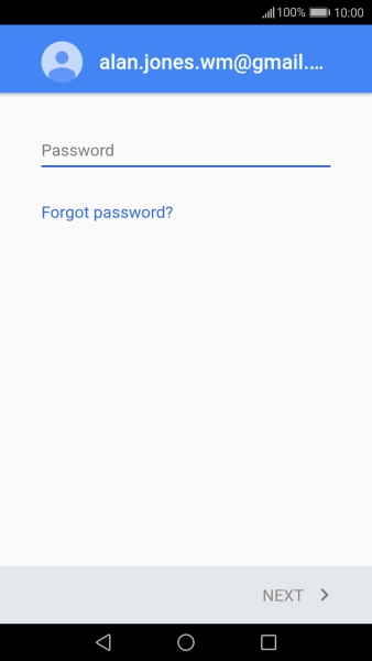 Press Password and key in the password for your Google account.