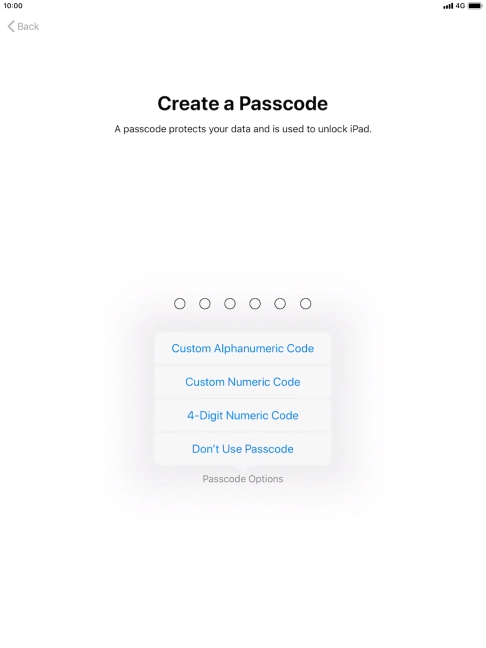 Follow the instructions on the screen to turn on use of lock code or press Don't Use Passcode. Follow the instructions on the screen to turn on use of lock code or press Don't Use Passcode.