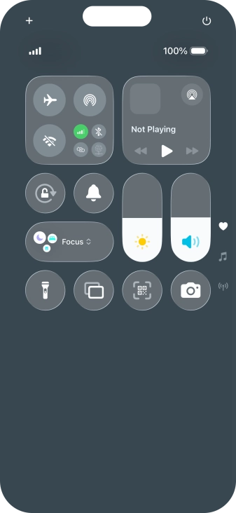 Press the flight mode icon to turn the function on or off. Press the flight mode icon to turn the function on or off.
