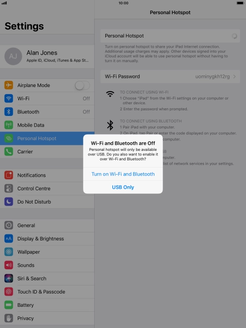 If Wi-Fi is turned off, press Turn on Wi-Fi and Bluetooth. If Wi-Fi is turned off, press Turn on Wi-Fi and Bluetooth.