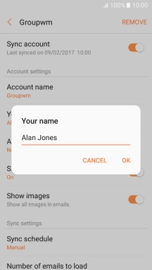 Key in the required sender name and press OK.