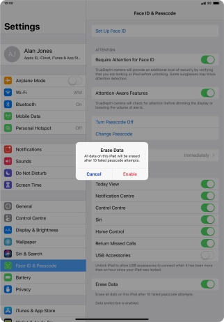 If you turn on the function, press Enable. If you turn on the function, press Enable.
