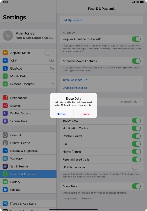If you turn on the function, press Enable. If you turn on the function, press Enable.