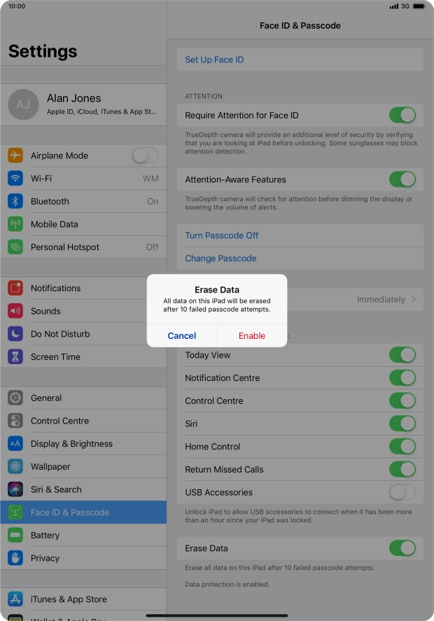 If you turn on the function, press Enable. If you turn on the function, press Enable.