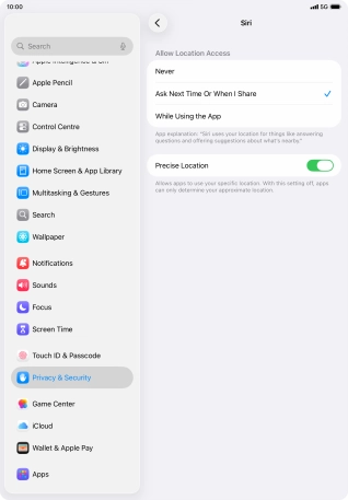 Press the required setting to turn the function on or off. Press the required setting to turn the function on or off.
