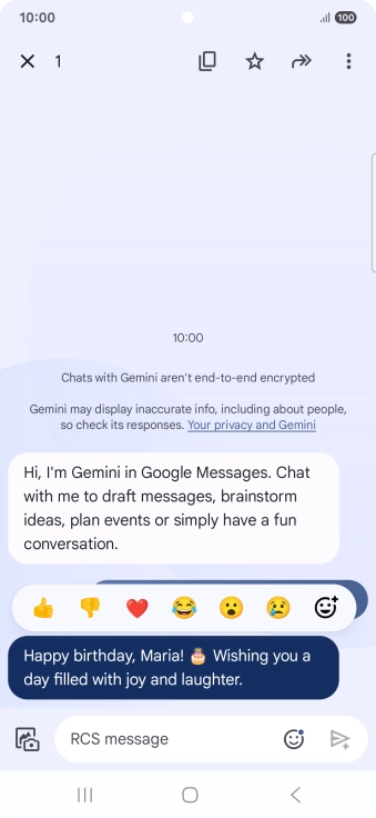 Press and hold the text suggestion from Gemini. Follow the instructions on the screen to use the text suggestion.