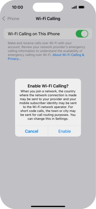 If you turn on the function, press Enable.