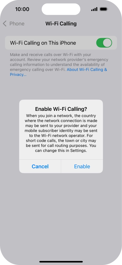 If you turn on the function, press Enable.