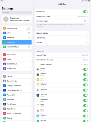 Press Mobile Data Options.
