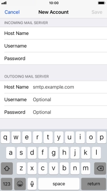 Press Host Name and key in the name or IP address of your email provider's outgoing server. Please note that if you can't send email messages when using your email provider's outgoing server, key in smtp.vodafone.net.au (Vodafone's outgoing server).