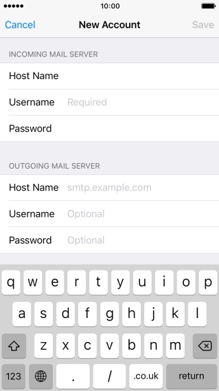 Press Username and key in the username for your email account.