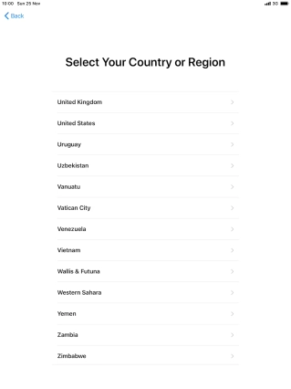 Press the required country or area.