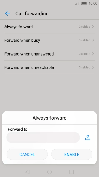 Key in +61414121121 and press ENABLE.