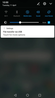 Press the USB icon.