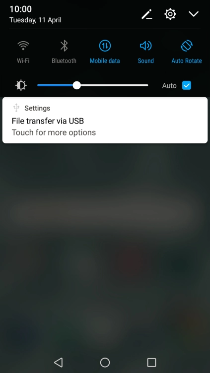 Press the USB icon.
