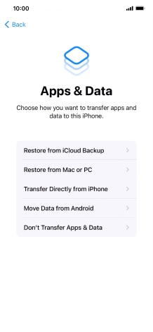 You can restore content from an iCloud backup when your phone is activated for the first time and after a factory reset. When this screen is displayed, your phone is ready to restore content from an iCloud backup.