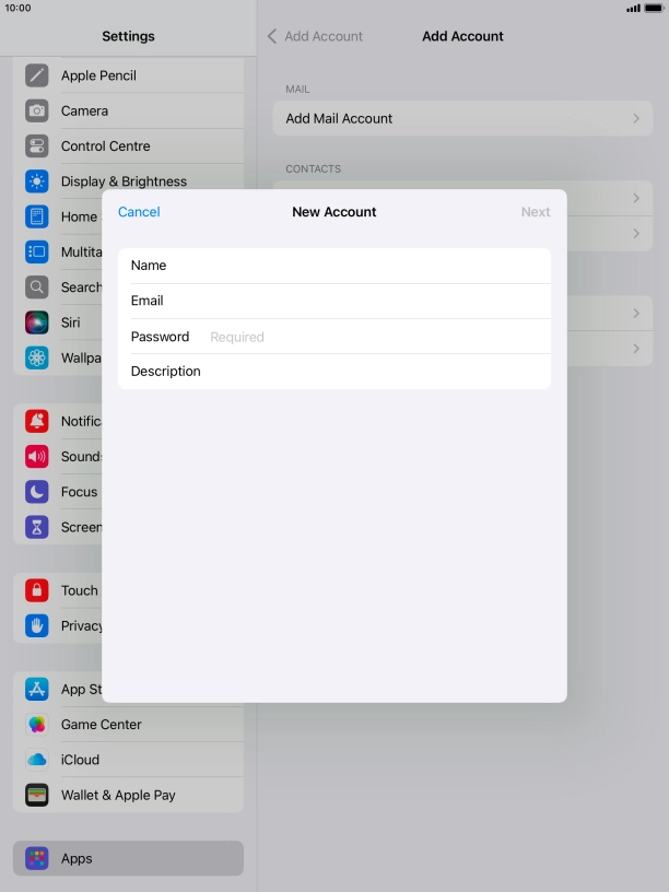 Press Password and key in the password for your email account. Press Password and key in the password for your email account.