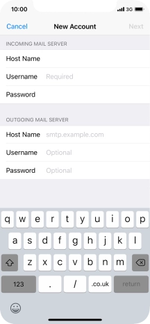 Press Username and key in the username for your email account. Press Username and key in the username for your email account.