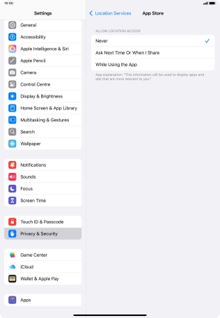Press the required setting to turn the function on or off. Press the required setting to turn the function on or off.