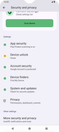 Press More security and privacy.