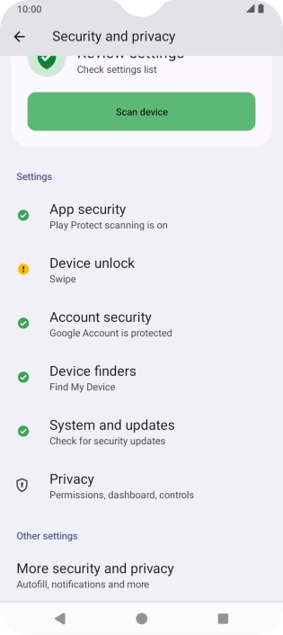Press More security and privacy.
