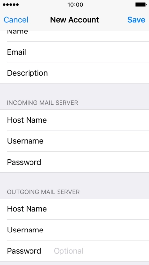Press Password and key in the password for your email account.