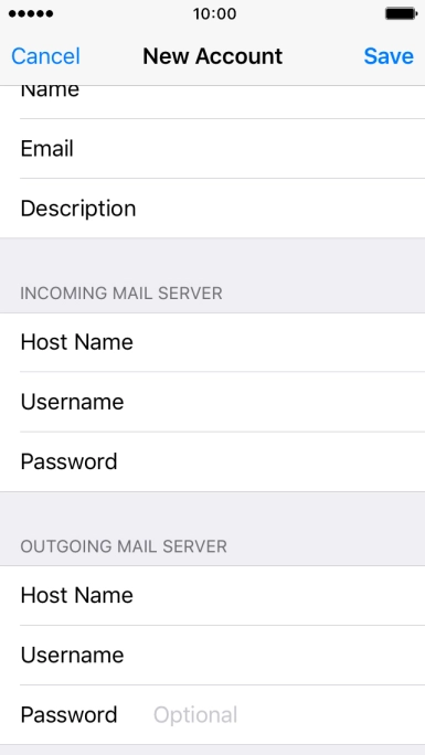 Press Password and key in the password for your email account.