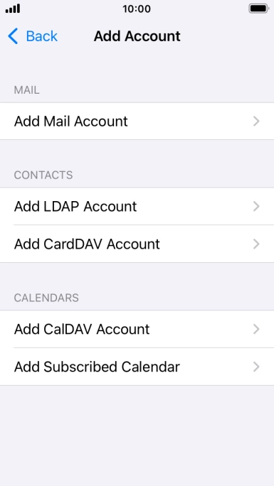 Press Add Mail Account. Press Add Mail Account.