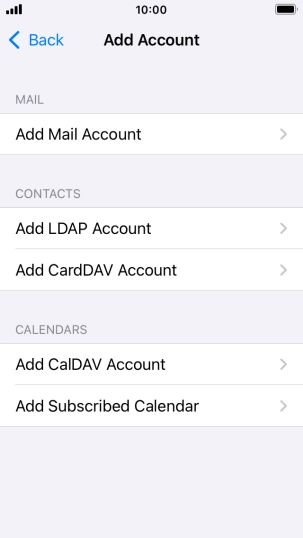 Press Add Mail Account. Press Add Mail Account.