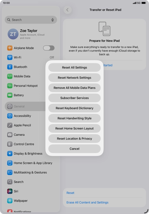 Press Reset All Settings. Press Reset All Settings.