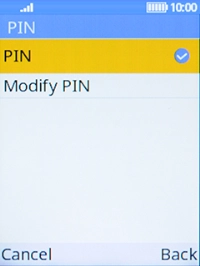 Select PIN to turn the function on or off.
