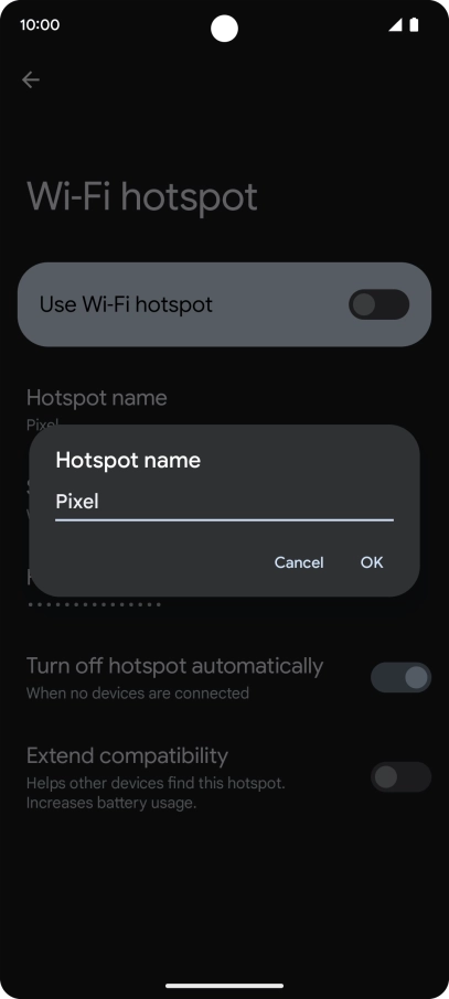 Key in the required Wi-Fi hotspot name and press OK. Key in the required Wi-Fi hotspot name and press OK.