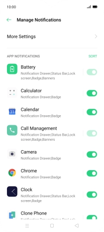 Press the indicators next to the required apps to turn the function on or off. Press the indicators next to the required apps to turn the function on or off.
