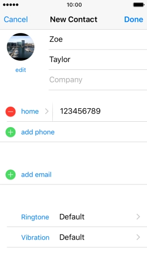 Press the field next to the phone number. Press the field next to the phone number.
